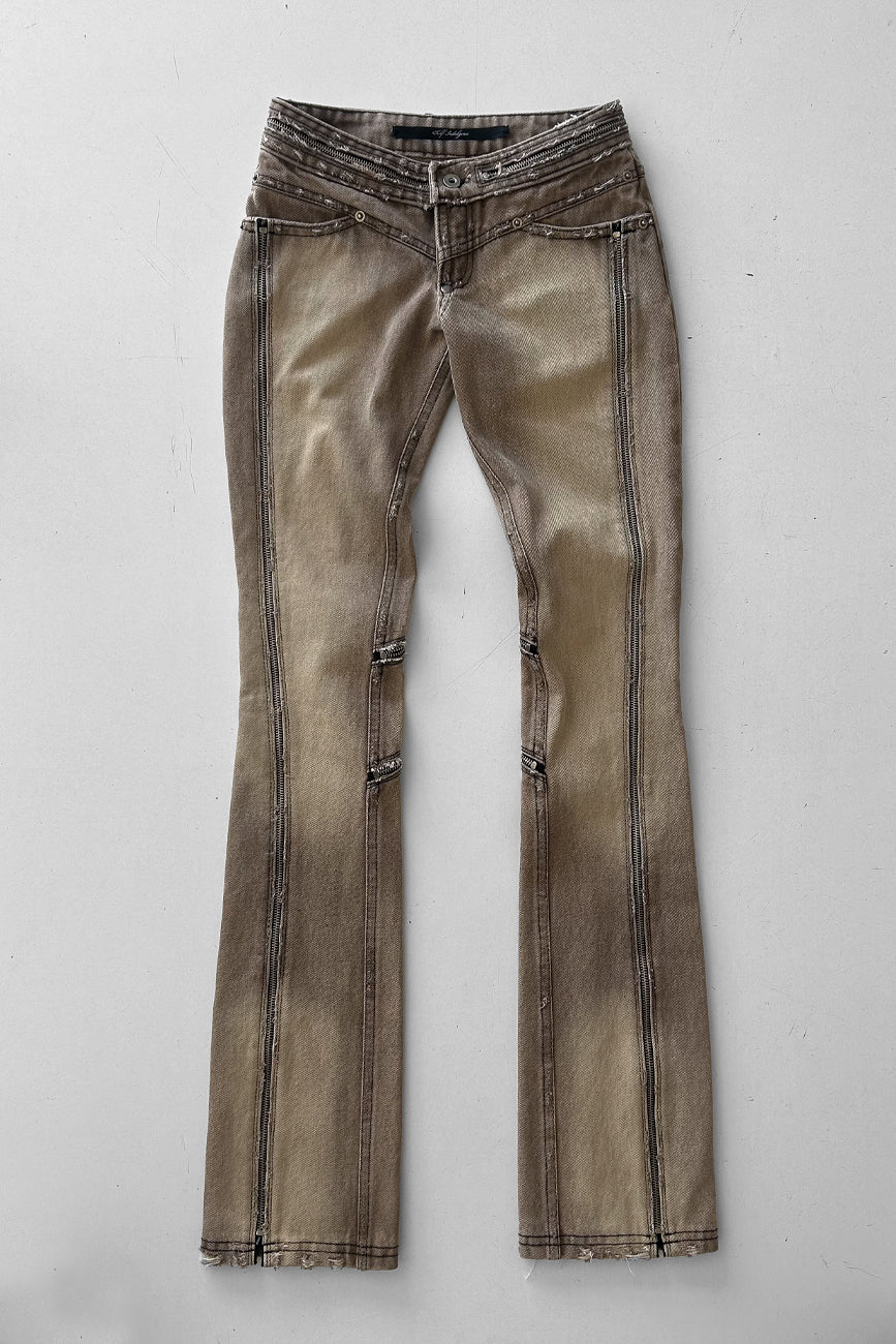 ZIPPED BIKER JEANS